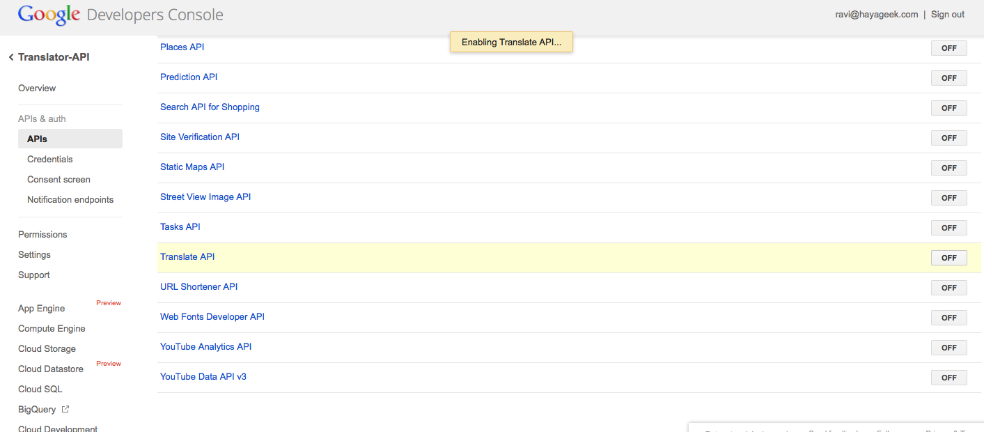 Google Translate Api